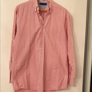Tommy Hilfiger Candy-Striped Pale Red & White Striped Dress Shirt